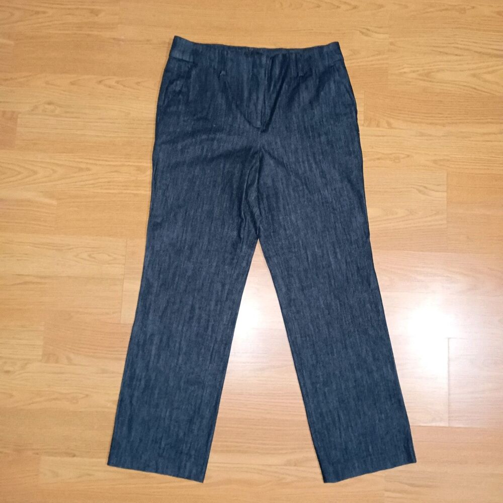 Talbots Women's Southampton Pant Sz 8 Dark Blue Dress Denim 100% Cotton
